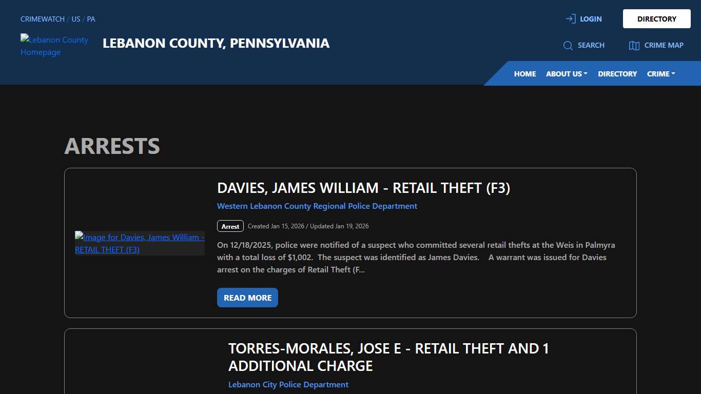Arrests for Lebanon County, Pennsylvania | CRIMEWATCH