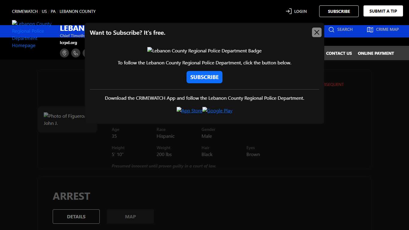 Figueroa, John J. - (75) 1543 (B1III) DRIVING WHILE OPERATING PRIVILEGE IS SUSPENDED OR REVOKED- DUI RELATED- THIRD OR... | Lebanon County Regional Police Department